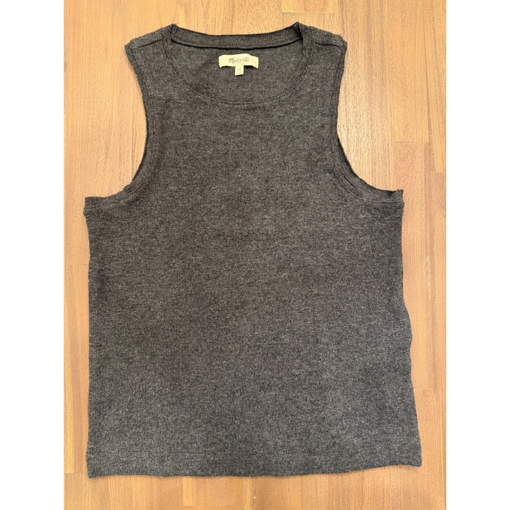 Madewell Ribbed‎ Tank Top Charcoal Gray Marl Crew Neck Sleeveless XS